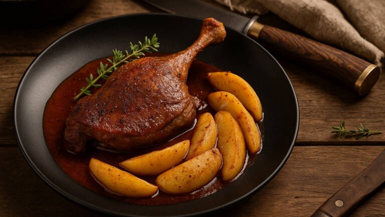 Canard colvert en cocotte, pommes hongroises