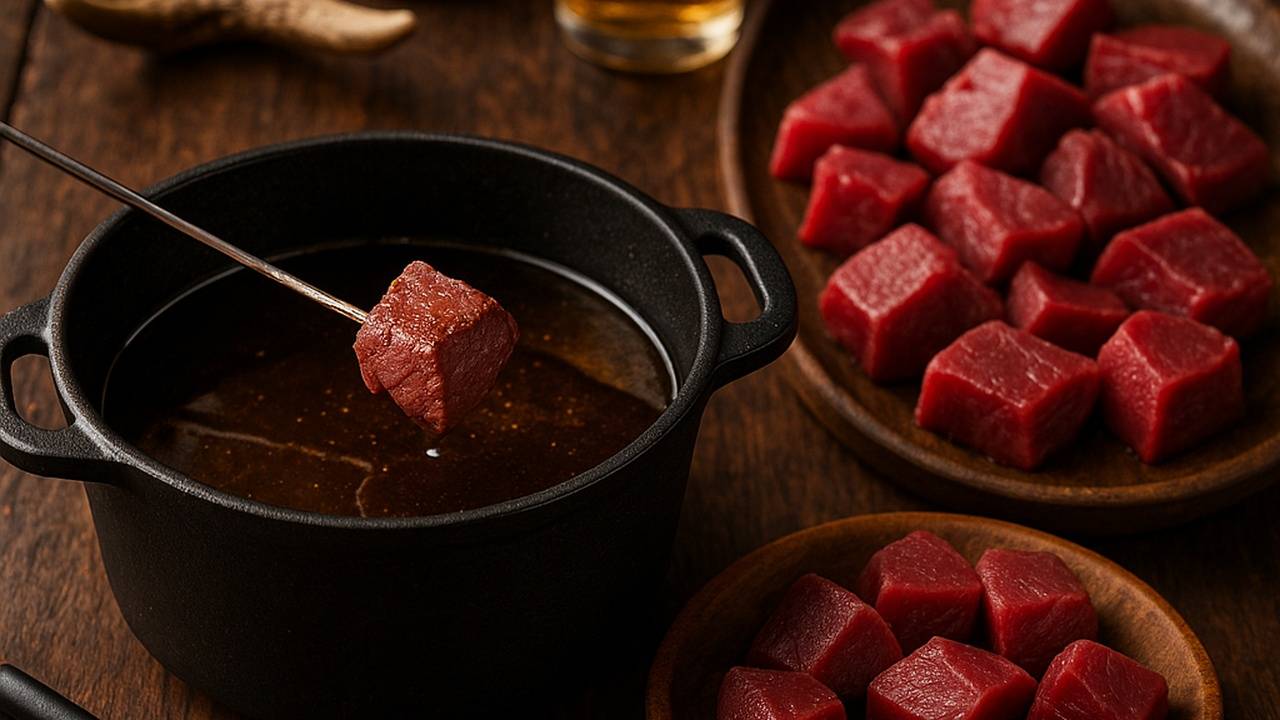 Fondue bourguignonne de chevreuil