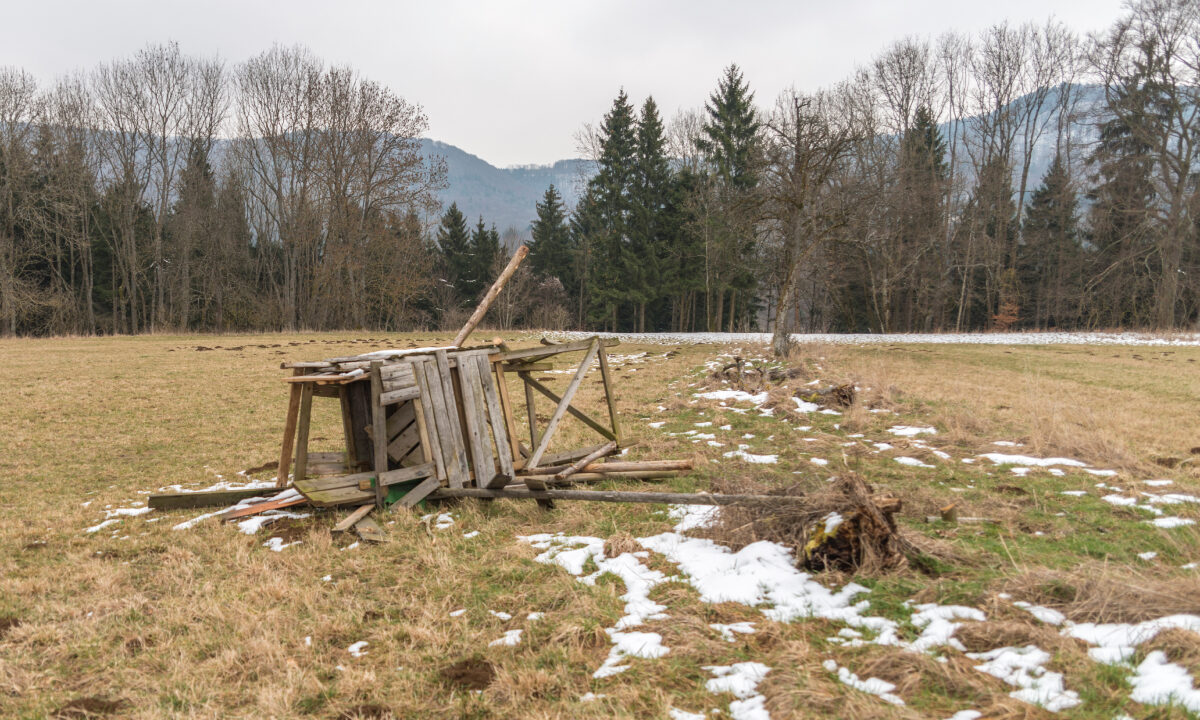 Mirador de chasse détruit