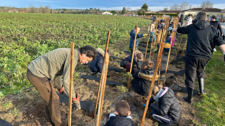 Plantation de haies avec des écoliers FDC 40