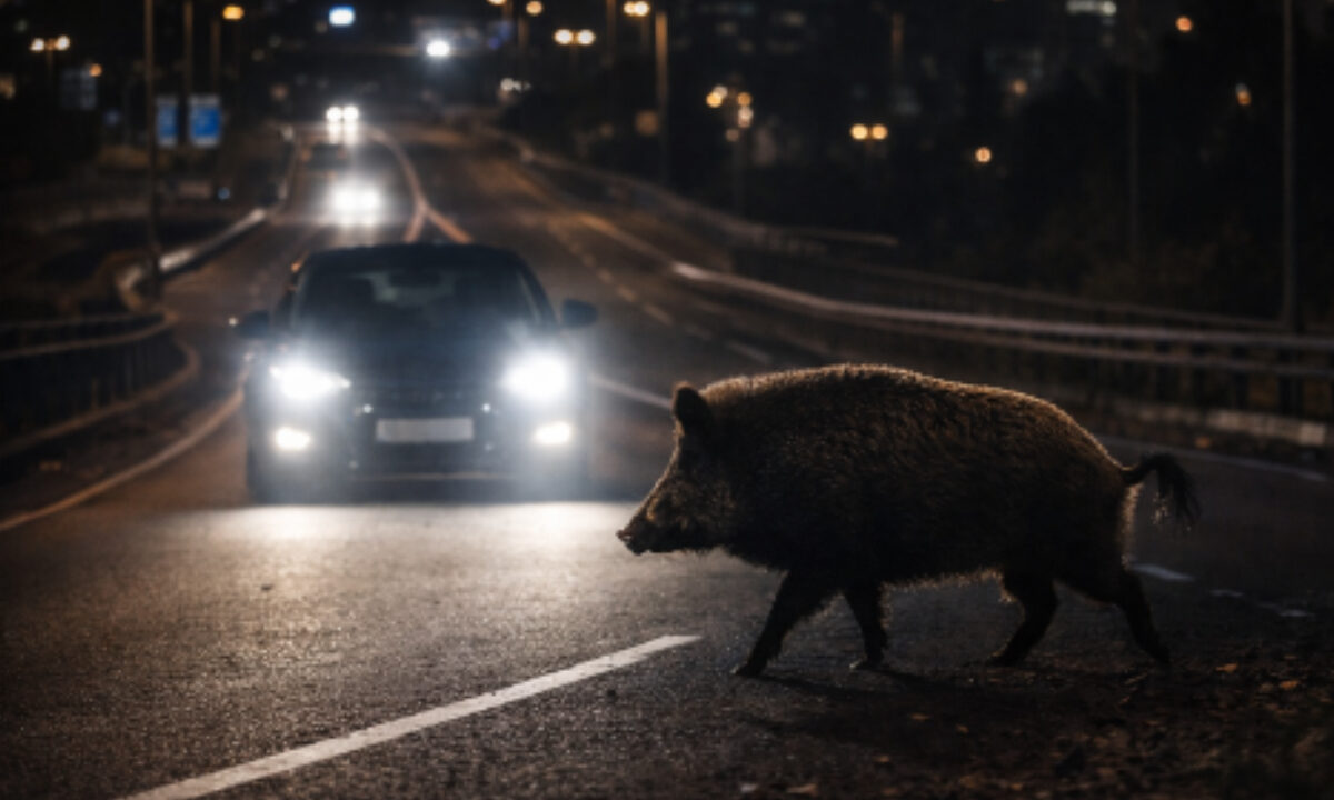 Collision routière sanglier