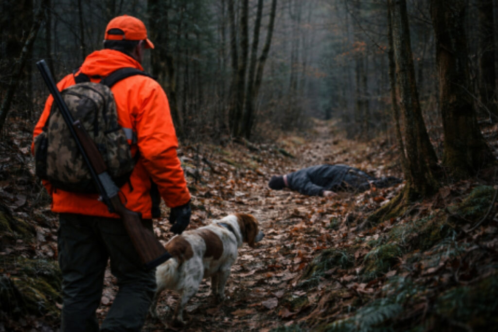 Découverte d'un corps par des chasseurs