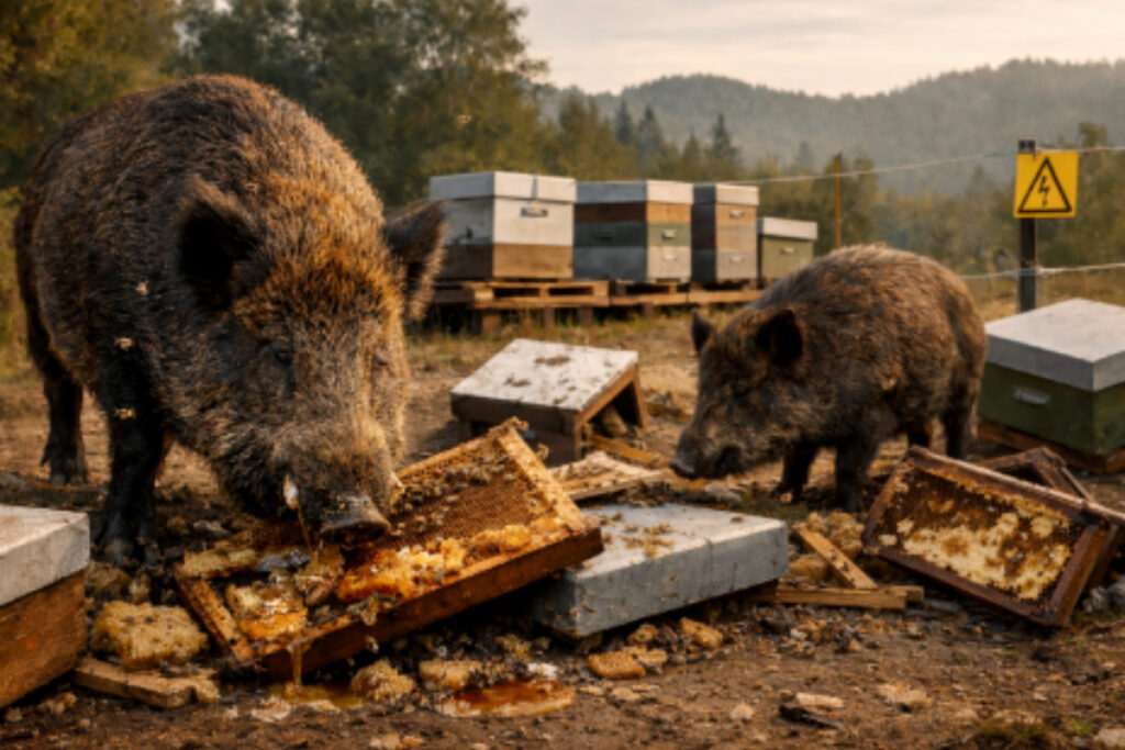 Sangliers dévastent des ruches