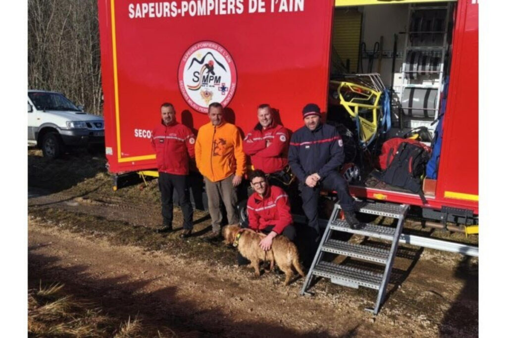 Sauvetage d'un basset fauve de Bretagne par les pompiers de l'Ain