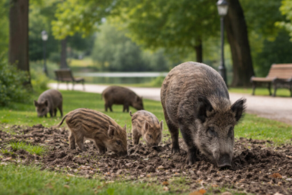 Sangliers parc urbain