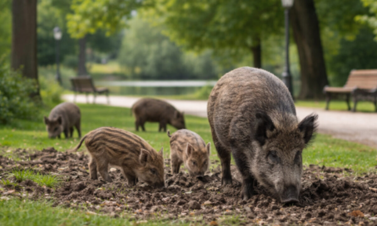 Sangliers parc urbain