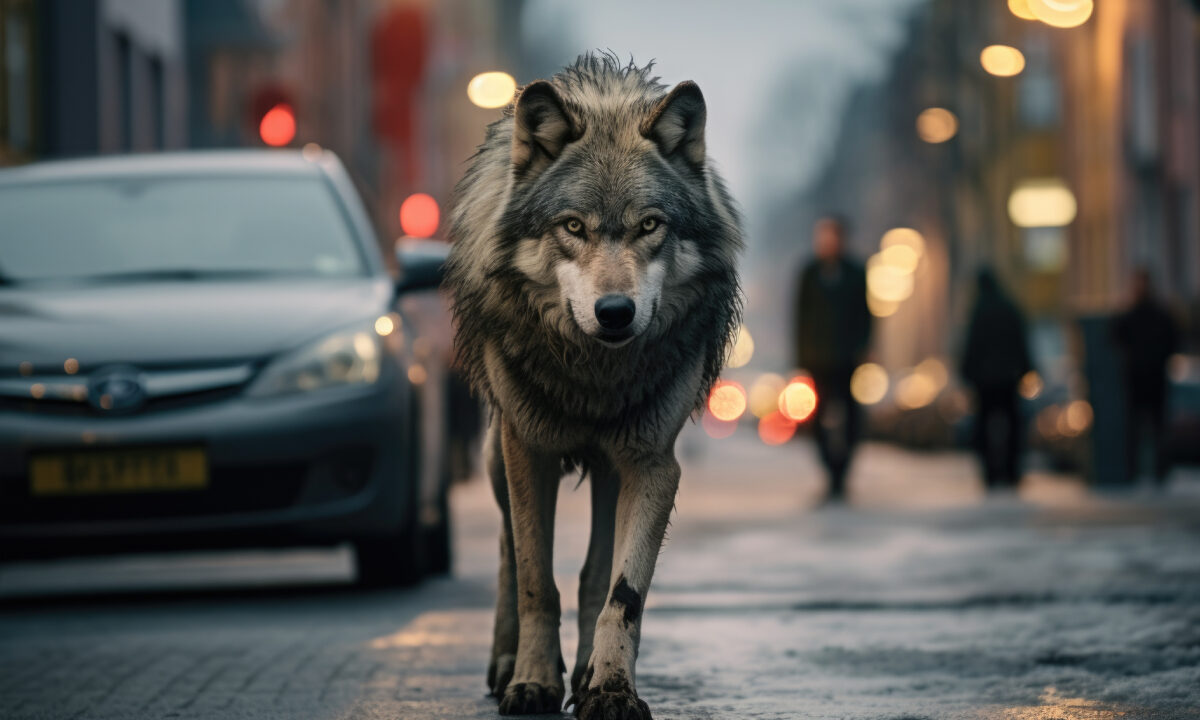 loup gris en ville