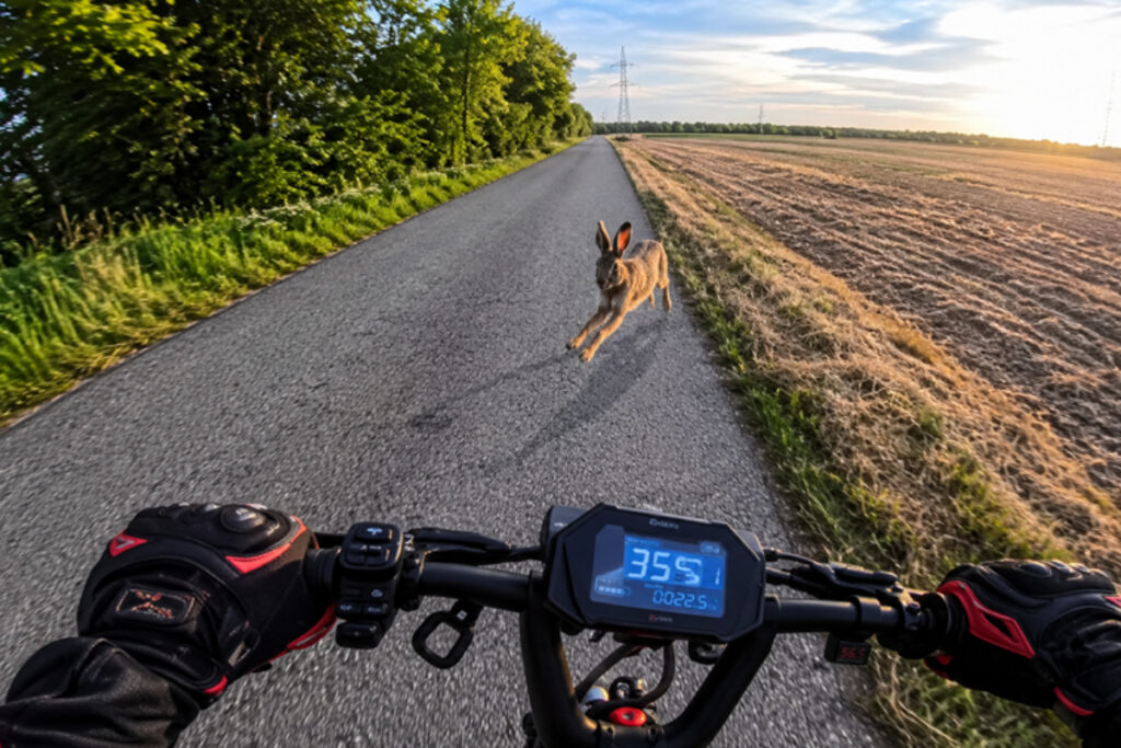 Lièvre percutant un conducteur de trottinette électrique
