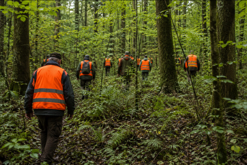 Chasseurs participant à une battue citoyenne en Haute-Saône