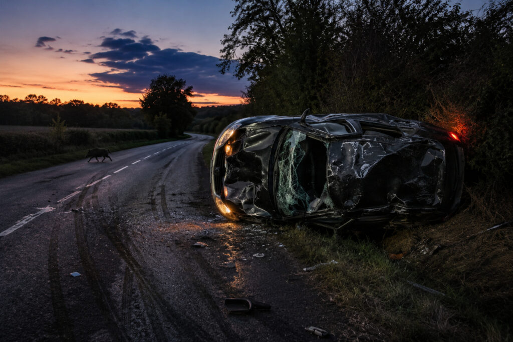 Accident évitement d'un sanglier
