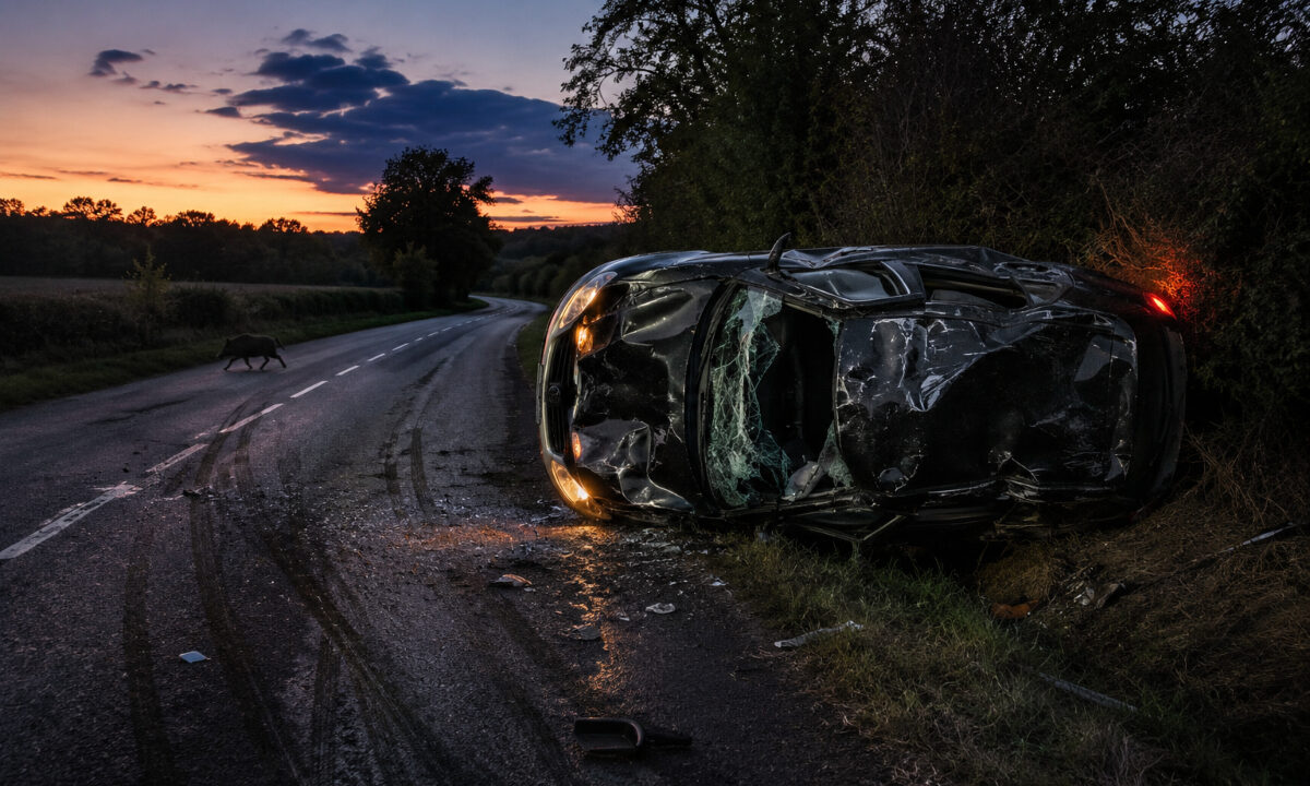 Accident évitement d'un sanglier