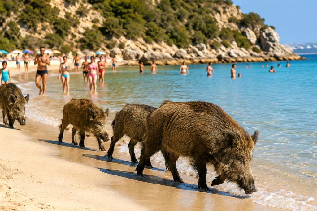 Sangliers sur une plage portugaise