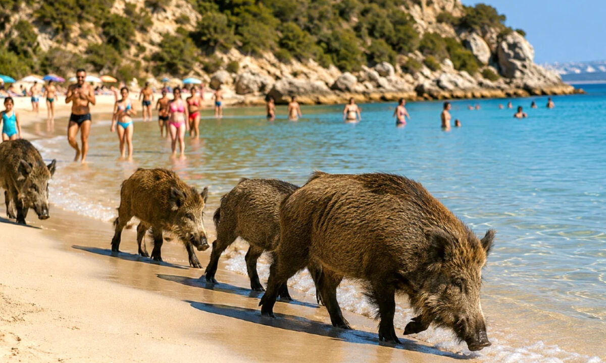Sangliers sur une plage portugaise