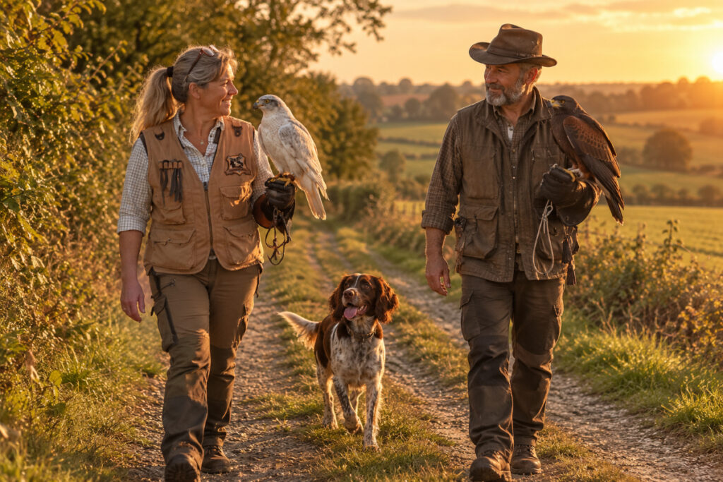 Chasseresse et chasseur au vol