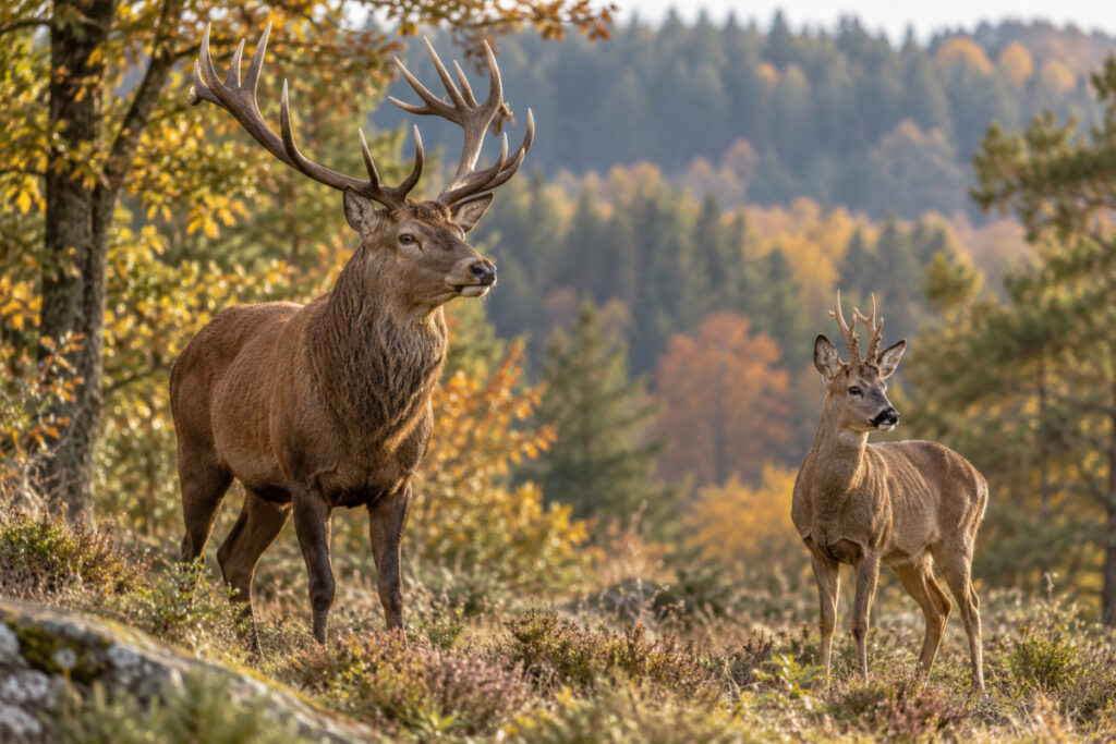 Cerf élaphe et brocard