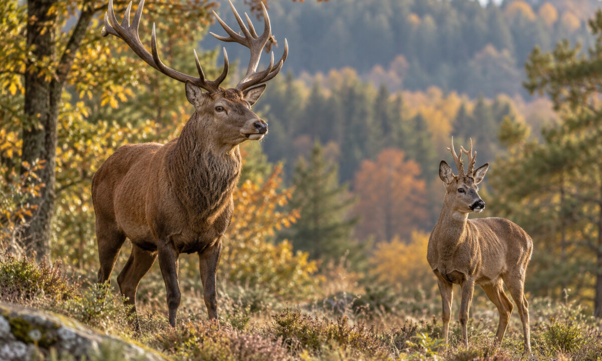 Cerf élaphe et brocard