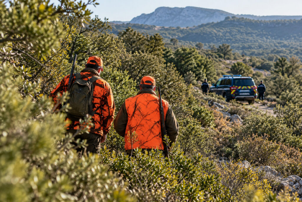 Chasseurs dans la garrigue