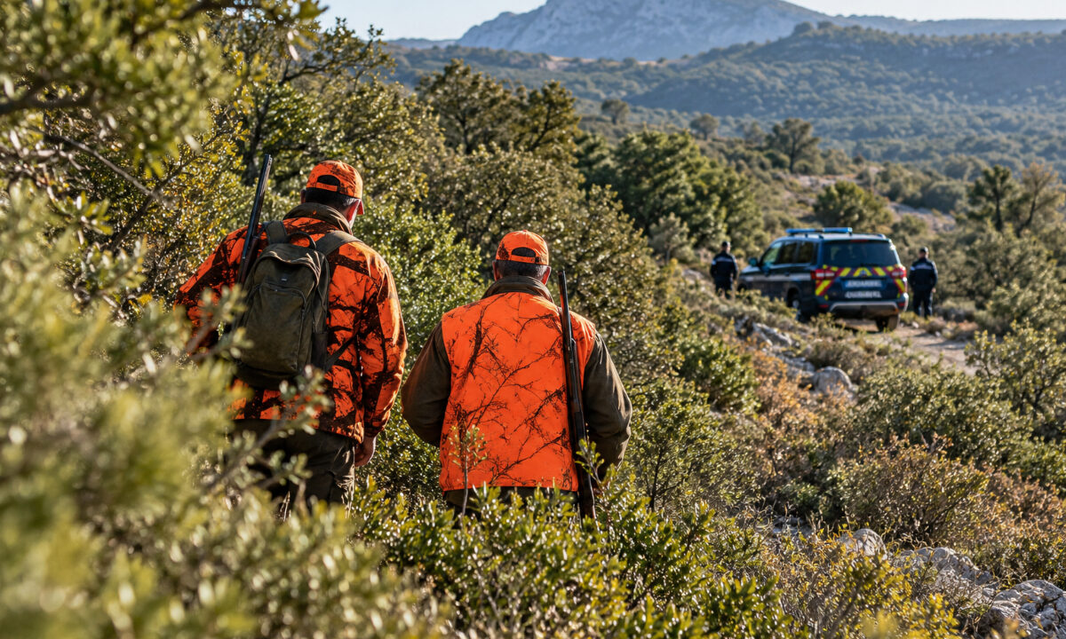 Chasseurs dans la garrigue